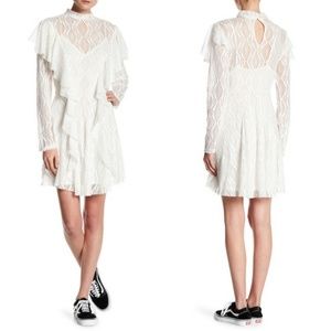 Free People Mock Neck Lace Ruffle Dress